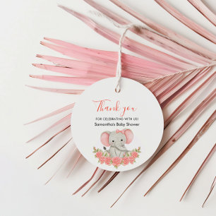 Soft Pastel Elephant Baby Shower Favour Tag