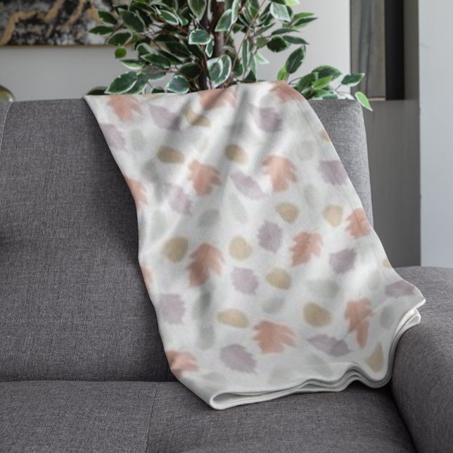 Soft Pastel Fall Leaf Pattern | Minimalist Autumn Fleece Blanket (Creator Uploaded)