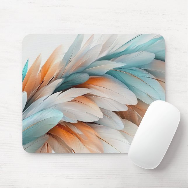 Soft Pastel Feathers Mouse Pad (With Mouse)