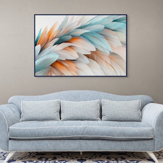 Soft Pastel Feathers Poster (Abstract Feather Flow – Soft Elegance)