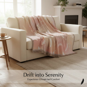 Soft Pastel Feathers   Romantic Pink & Gold Cosy Throw Blanket