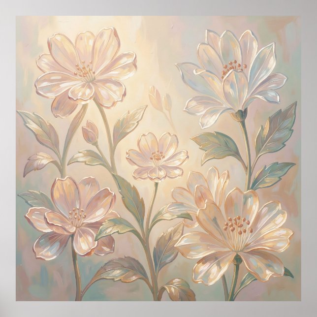 Soft Pastel Floral Bloom Painting Poster (Front)