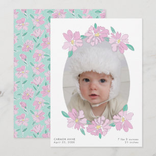 Soft pastel floral framed photo invitation