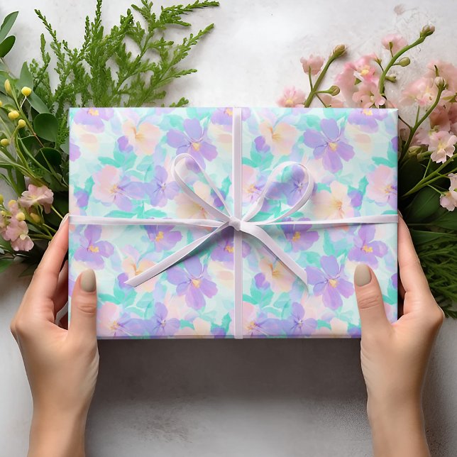 Soft Pastel Floral & Greenery Easter Pattern  Wrapping Paper (Creator Uploaded)
