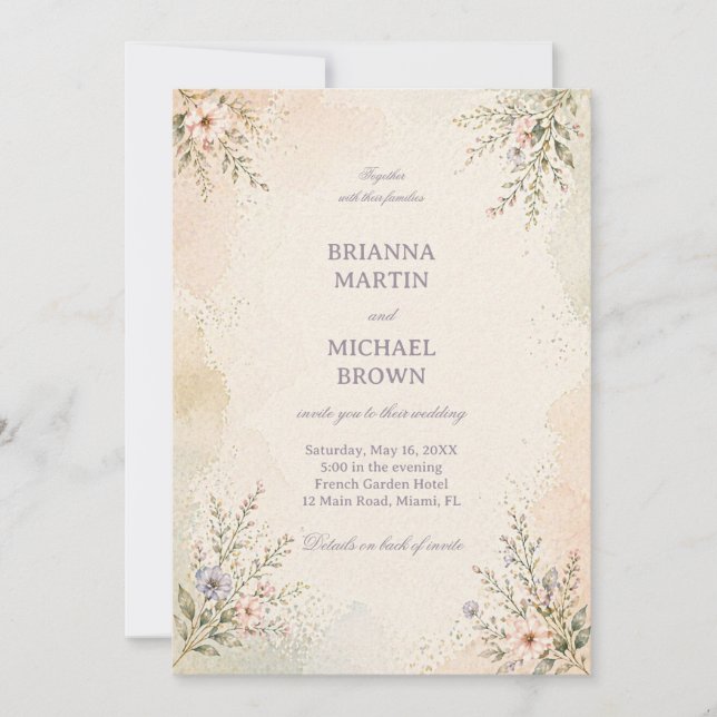 Soft Pastel Floral Invitation (Front)