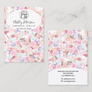 Soft pastel floral logo jewellery earring necklac business card