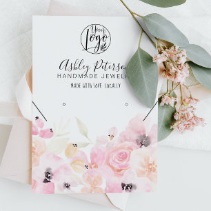 Soft pastel floral logo jewellery earring necklace business card