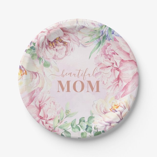 Soft Pastel Floral Mother’s Day Paper Plate (Front)