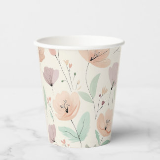 Soft Pastel Floral Paper Cup