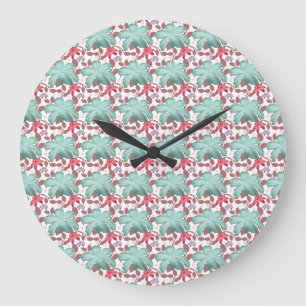 Soft Pastel Floral Pattern   Elegant floral  Large Clock