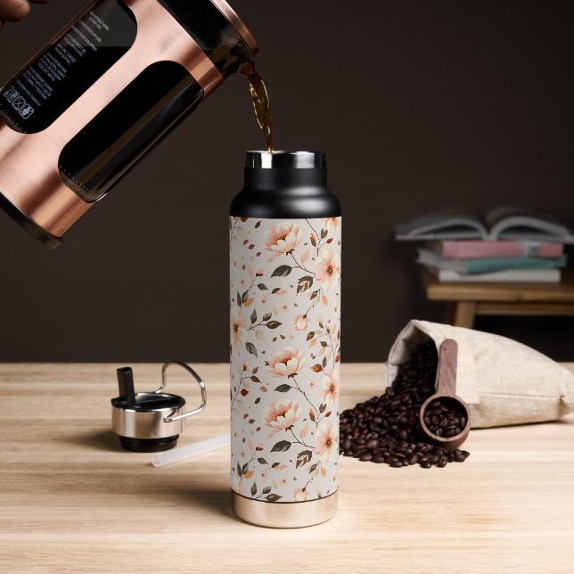 Soft Pastel Floral Pattern Gift for Teacher Water Bottle (Coffee)