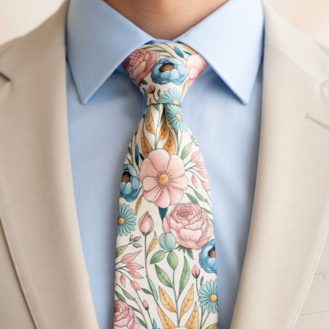 Soft pastel floral pattern tie (Creator Uploaded)
