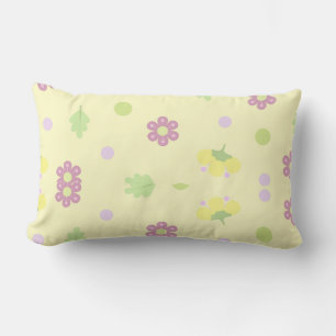 Soft Pastel Floral & Polka Dot  Lumbar Cushion