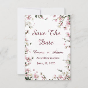 Soft Pastel Floral Save The Date Wedding Card