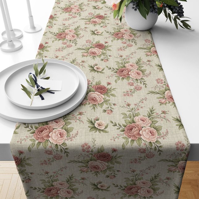 Soft Pastel Floral Table Runner Charming Cottage (Soft Pastel Floral Table Runner Charming Cottage)