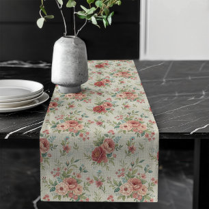 Soft Pastel Floral Table Runner – Shabby Chic Char