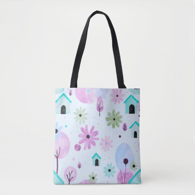 Soft Pastel Floral Tote Bag (Front)