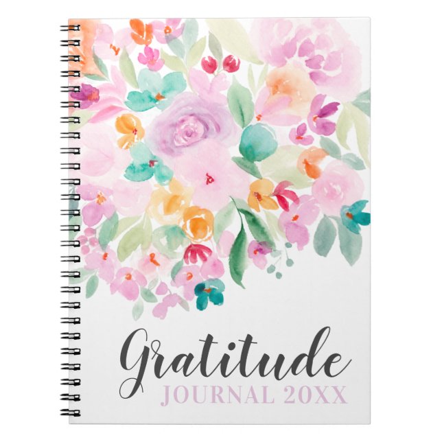 Soft pastel floral watercolor gratitude journal (Front)