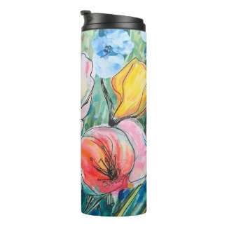 Soft Pastel Flower Design Thermal Tumbler