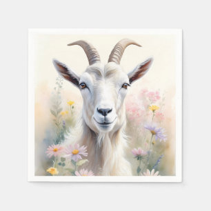 Soft Pastel Flower Field Goat Portrait Napkin