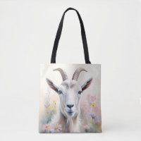 Soft Pastel Flower Field Goat Portrait