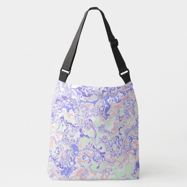 Soft Pastel Funky Boho Retro Abstract Marble Crossbody Bag (Front)