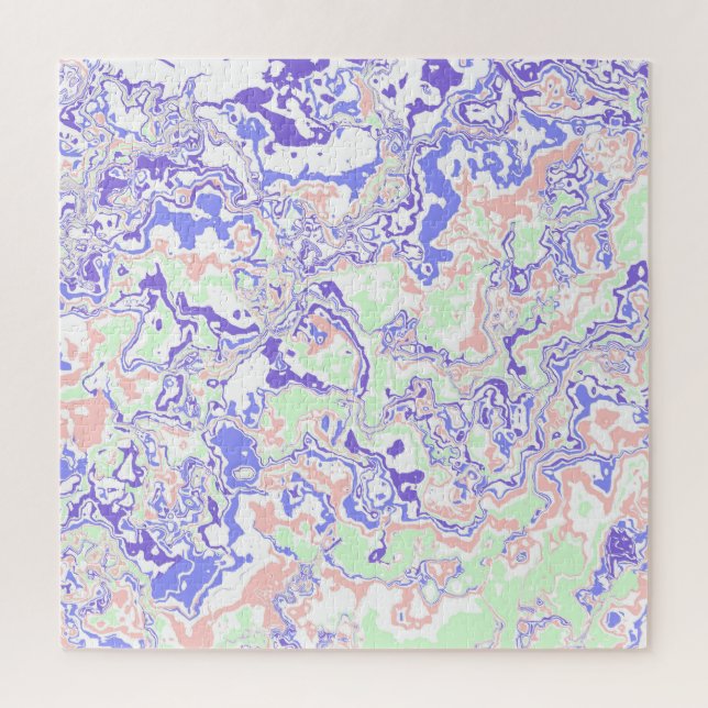 Soft Pastel Funky Boho Retro Abstract Marble Jigsaw Puzzle (Vertical)