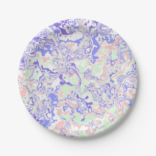 Soft Pastel Funky Boho Retro Abstract Marble Paper Plate