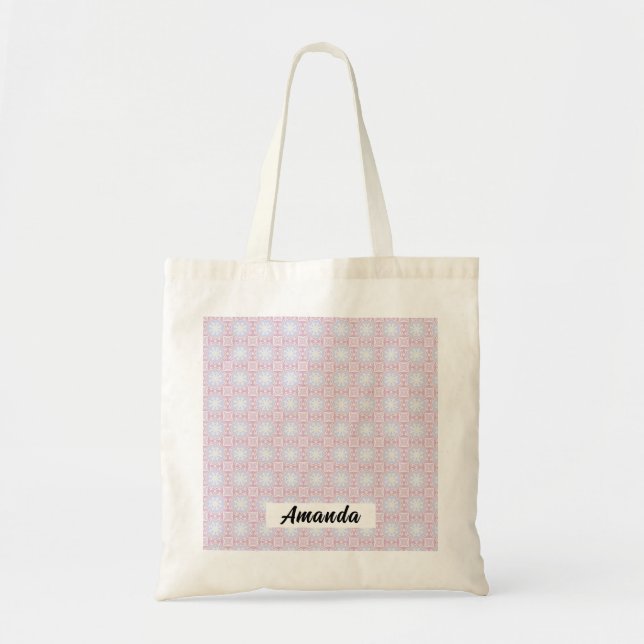 Soft Pastel Geometric Tote Bag – Pink & Lavender (Front)