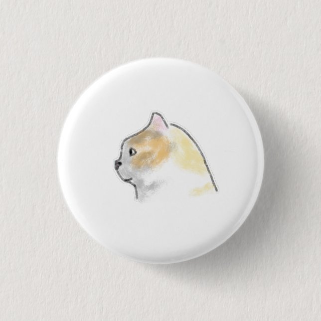 Soft Pastel Ginger Calico Cat Side Profile 3 Cm Round Badge (Front)