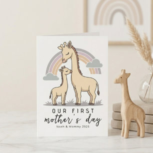 Soft Pastel Giraffe Mum Baby First Mother’s Day  Card