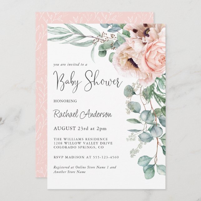 Soft Pastel Girl Baby Shower Invitation (Front/Back)