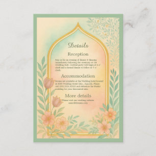 Soft Pastel Gold Floral Arch Wedding Enclosure Card