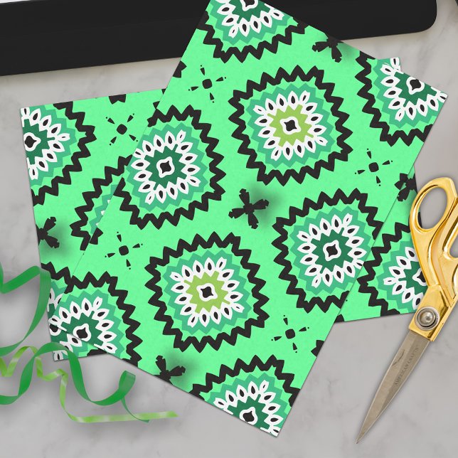 Soft Pastel Green Ethnic Boho Geometric Pattern Tissue Paper (Creator Uploaded)