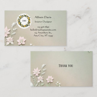 Soft Pastel Green Floral Business Card