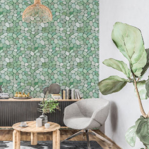Soft Pastel Green Mosaic Wallpaper