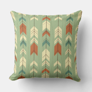 Soft Pastel Green Tribal Geometric Pattern Cushion
