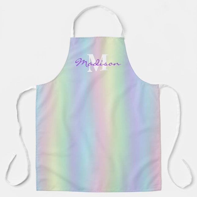 Soft Pastel Holographic Waves Apron (Front)