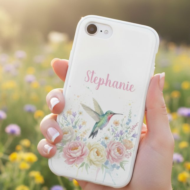 Soft Pastel Hummingbird Floral (Floral hummingbird phone case)
