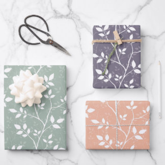 Soft Pastel Minimalist Botanical Branches Wrapping Paper Sheet