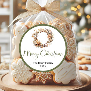 Soft Pastel Neutral Christmas Name Stickers