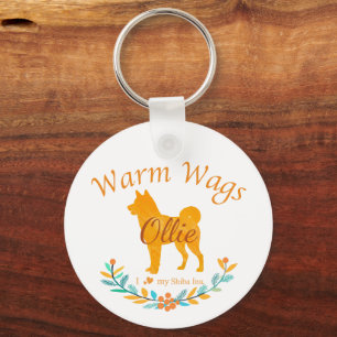 Soft Pastel Orange Shiba Inu Custom Christmas Key Ring