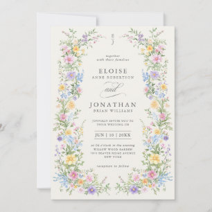 Soft Pastel Ornate Spring All in One Chic Wedding Invitation