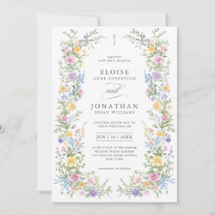 Soft Pastel Ornate Spring All in One Chic Wedding Invitation