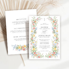 Soft Pastel Ornate Spring All in One Chic Wedding Invitation