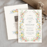 Soft Pastel Ornate Spring Floral QR Code Wedding Invitation<br><div class="desc">Bring timeless charm and romantic elegance to your wedding with this minimalist floral QR code wedding invitation, featuring a soft watercolor border of hand-painted blooms. The delicate floral arrangement includes pastel pinks, buttery yellows, soft lavenders, baby blues, and sage greens, gracefully framing your custom text in the centre. Perfect for...</div>