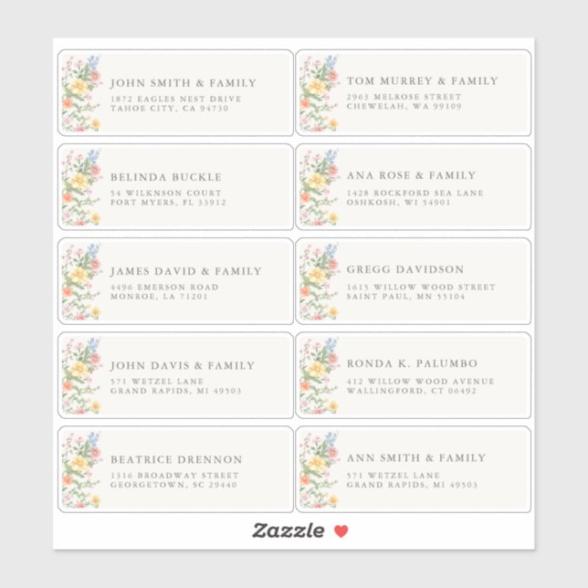 Soft Pastel Ornate Spring Garde Guest Name Address (Sheet)