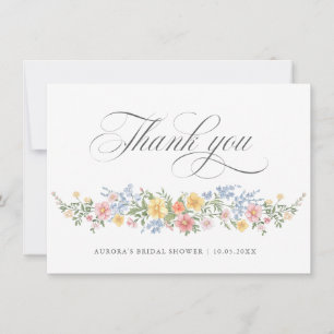 Soft Pastel Ornate Spring Garden Bridal Shower  Thank You Card
