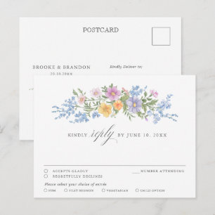 Soft Pastel Ornate Spring Garden Floral chic RSVP Postcard