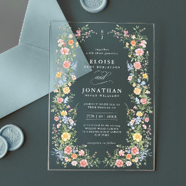Soft Pastel Ornate Spring Garden Floral Wedding Acrylic Invitations